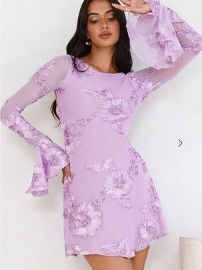 Hello Molly Lilac Floral Mesh Mini Dress